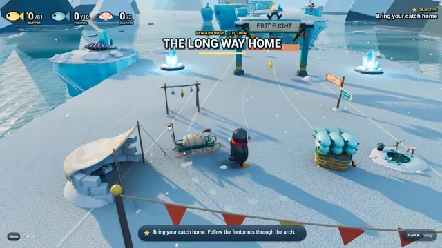 Pengi sets off under the First Flight arch
